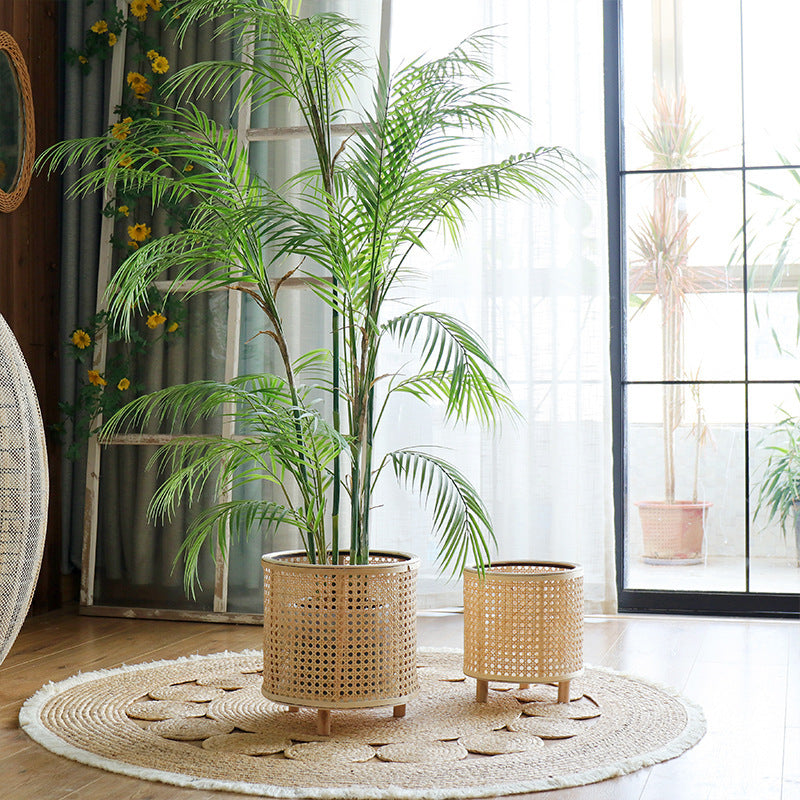 Handmade Woven Flower Pot Bamboo Green Plant Flower Stand Floor Ornaments Decoration