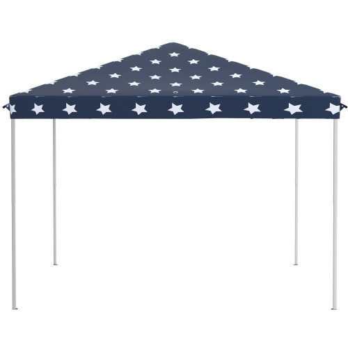 Outsunny 10 X 10  Up Canopy Tent With Netting, Instant Gazebo, Ez Up Screen House Room With Carry Bag, Height Adjustable, For Outdoor, Garden, Patio, American Flag