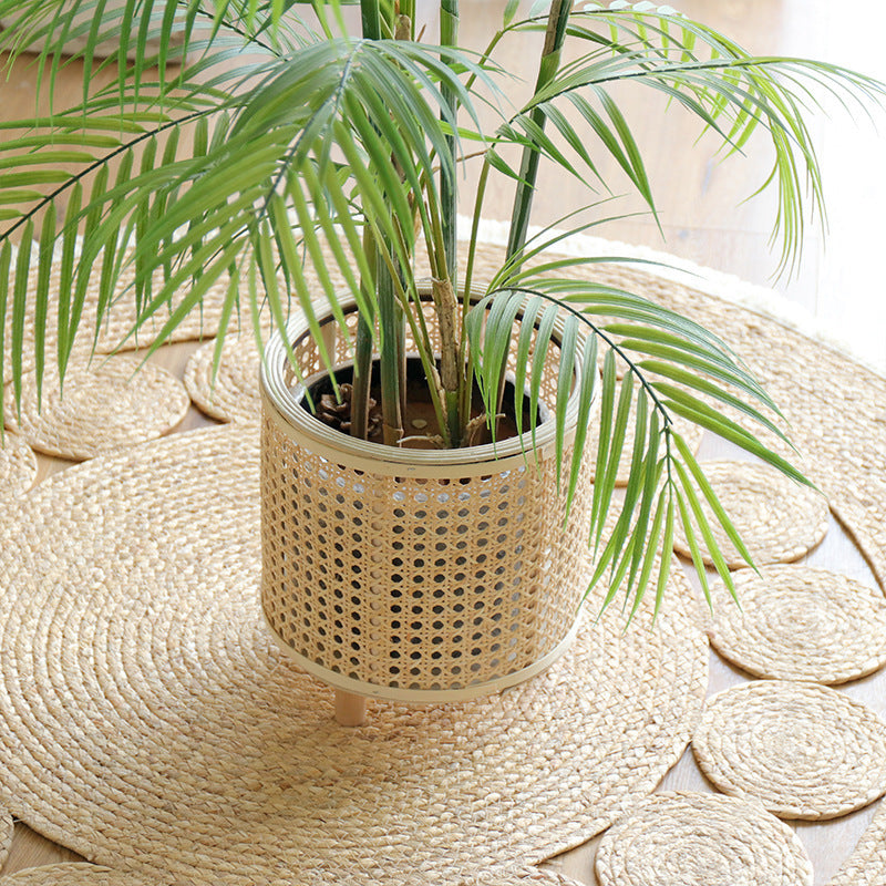 Handmade Woven Flower Pot Bamboo Green Plant Flower Stand Floor Ornaments Decoration